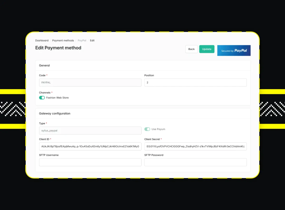 Editing a payment method - Sylius administration panel