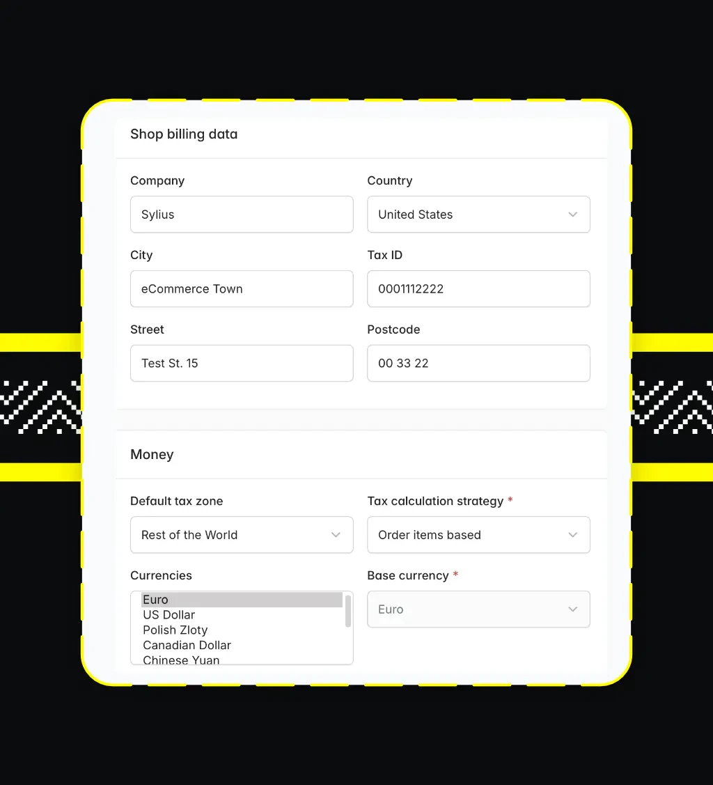 Channel settings in the Sylius administration panel