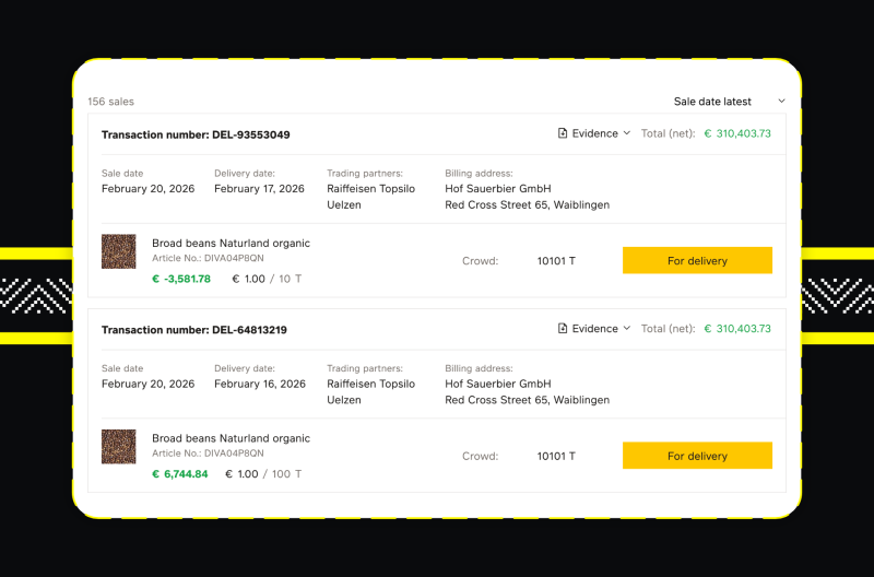 Screenshoty z Akoro – marketplace’u dla rolników Raiffeisen Networld