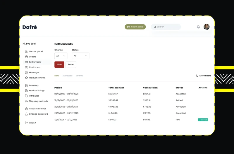 Screenshot 2 z Dafre - akceleratora wdrożeniowego marketplace opartego o Sylius Plus