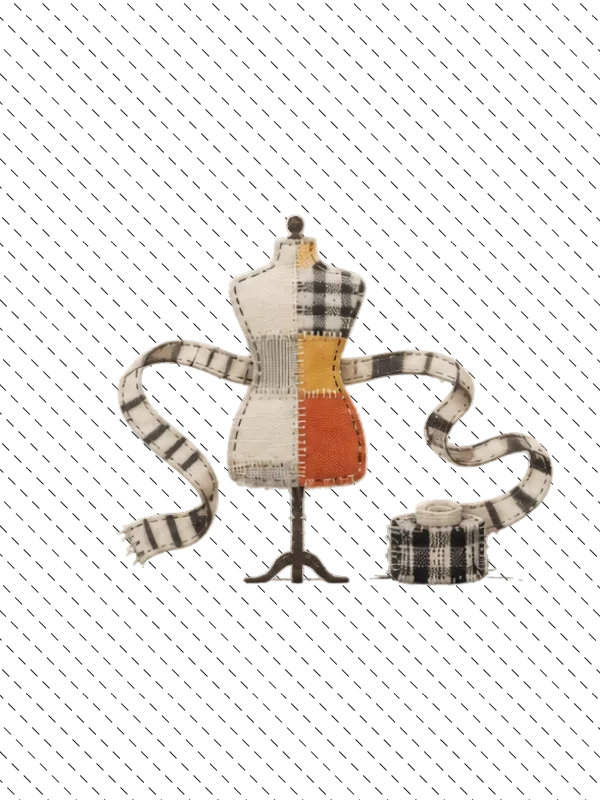 Patchwork-fabric tailor's mannequin with a measuring tape - CRM and ERP systems tailored to your processes